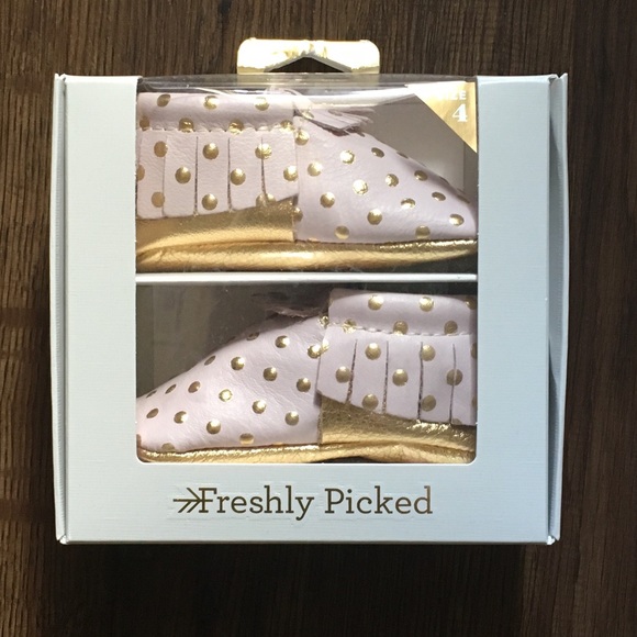 Freshly Picked Other - Freshly Picked gold and pink moccs NWT